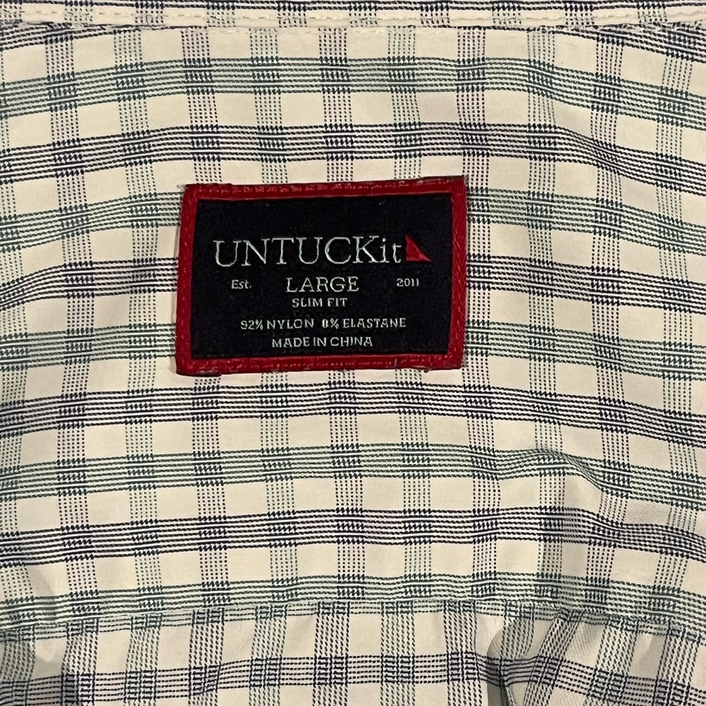 Untuckit Performance Green Blue Button Down Large - image 3